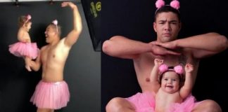 Pai militar faz sessão de fotos vestido de tutu com a filha e vídeo viraliza