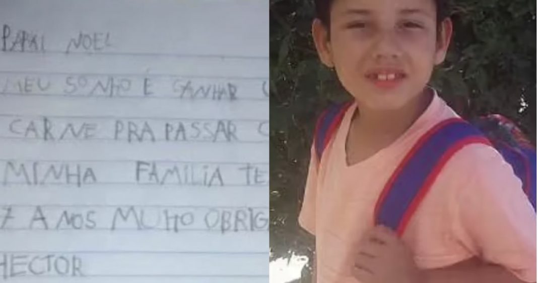 Criança pede um pedaço de carne de Natal em carta enviada ao Papai Noel