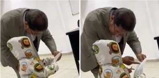 Professor cuida do filho da aluna para que ela não faltasse da aula.