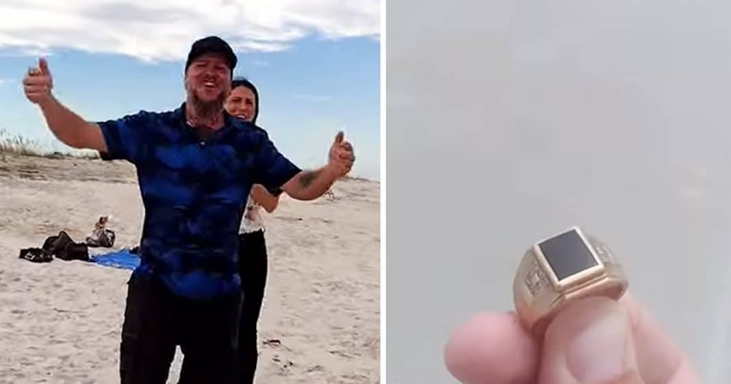 Homem acha anel de casamento perdido na praia e dono viaja 1.600km para agradecer. (VÍDEO)